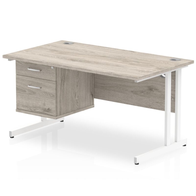 OE - Impulse 1400mm Cantilever Straight Desk With Single Fixed Pedestal - Image 4