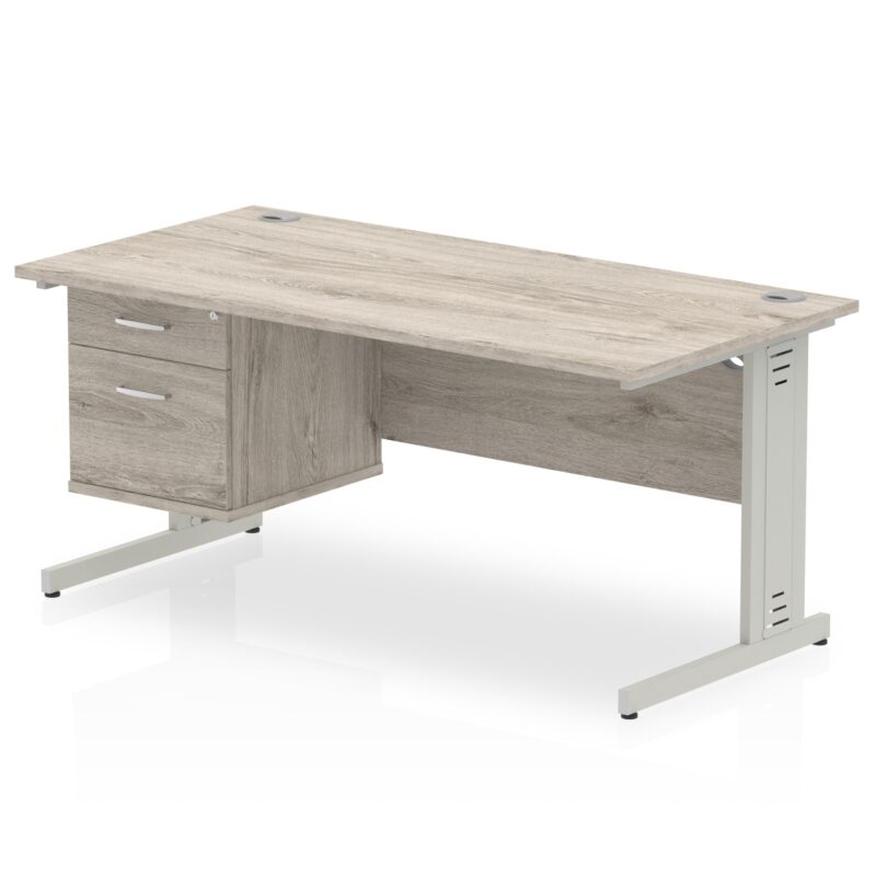 Impulse 1600mm Cable Managed Straight Desk With Single Fixed Pedestal - Image 5