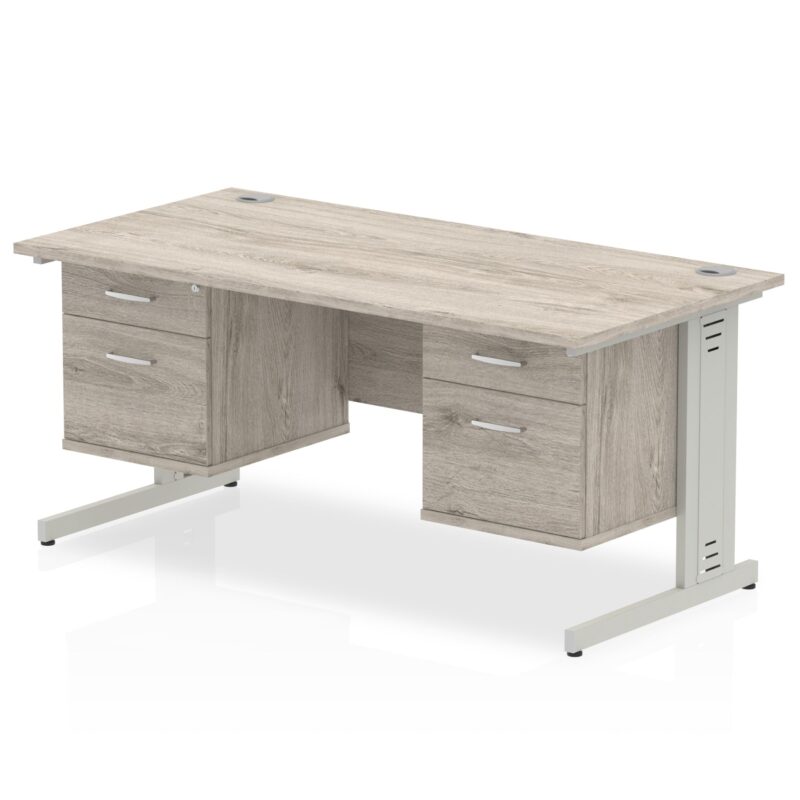 Impulse 1600mm Cable Managed Straight Desk With Two Fixed Pedestal - Image 8
