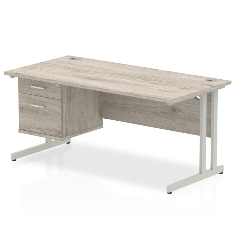 OE - Impulse 1600mm Cantilever Straight Desk With Single Fixed Pedestal - Image 2