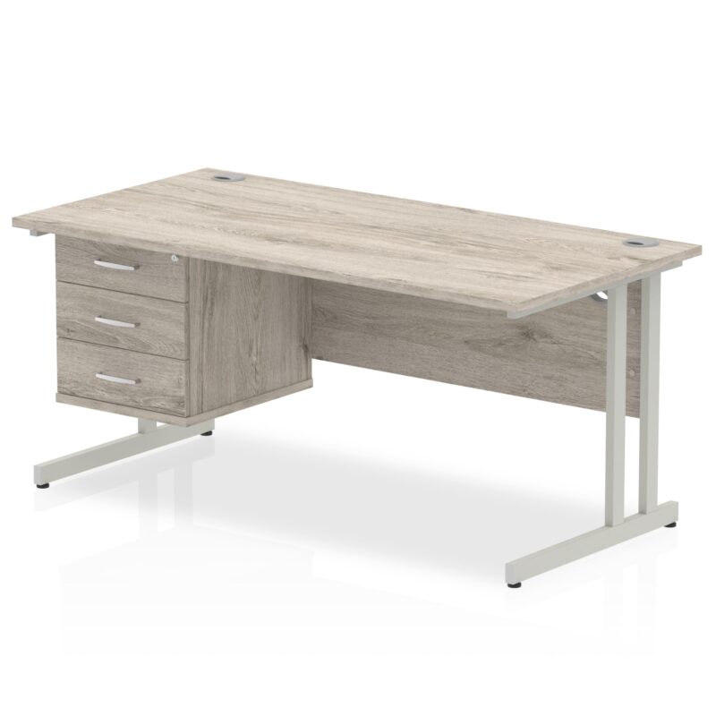 OE - Impulse 1600mm Cantilever Straight Desk With Single Fixed Pedestal - Image 3