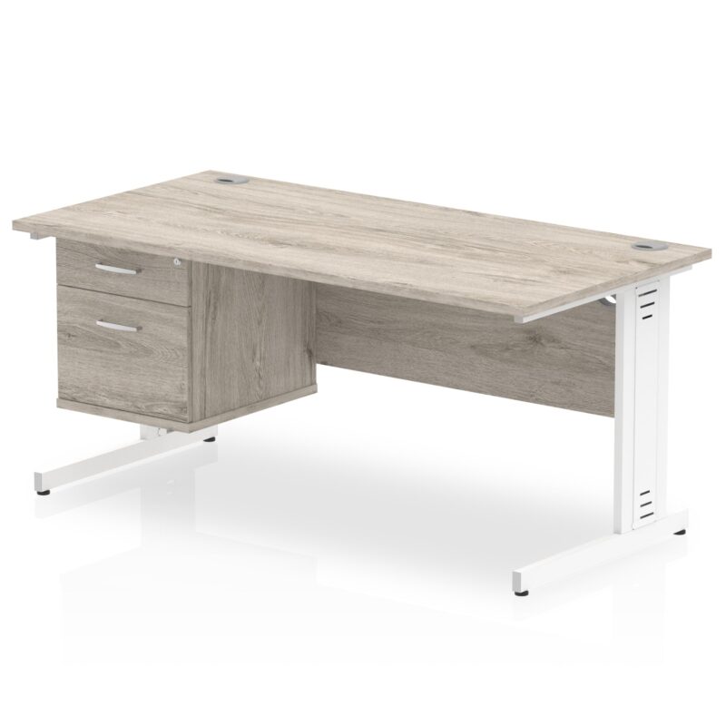 Impulse 1600mm Cable Managed Straight Desk With Single Fixed Pedestal - Image 7