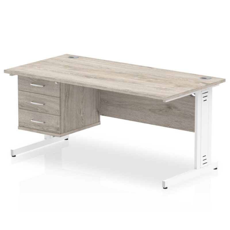 Impulse 1600mm Cable Managed Straight Desk With Single Fixed Pedestal - Image 8