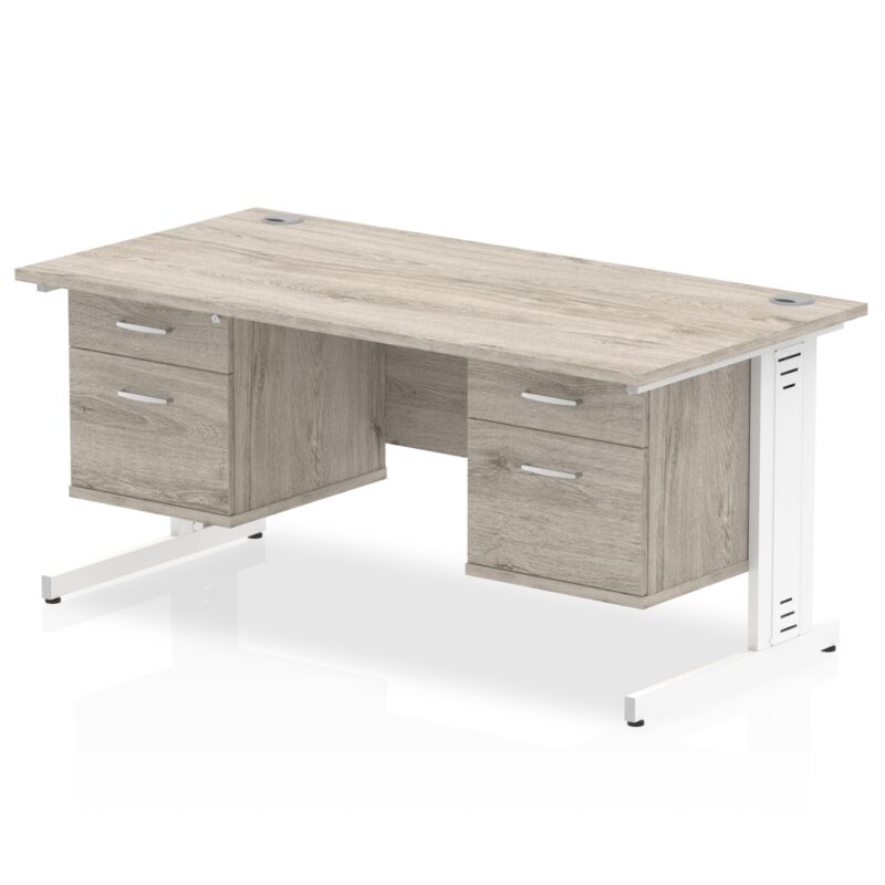 Impulse 1600mm Cable Managed Straight Desk With Two Fixed Pedestal - Image 11