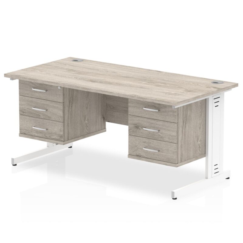 Impulse 1600mm Cable Managed Straight Desk With Two Fixed Pedestal - Image 12