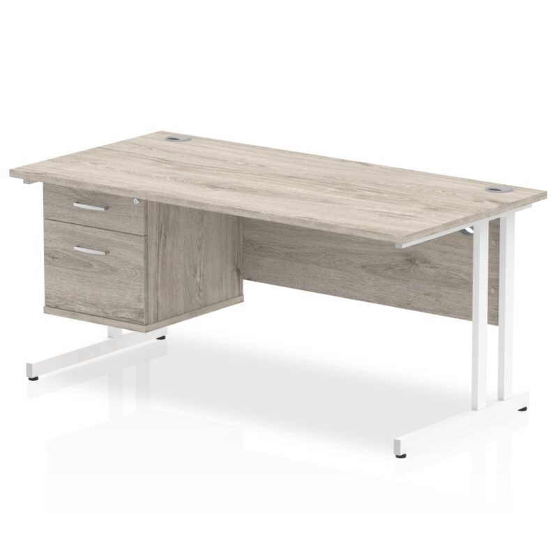 OE - Impulse 1600mm Cantilever Straight Desk With Single Fixed Pedestal - Image 4