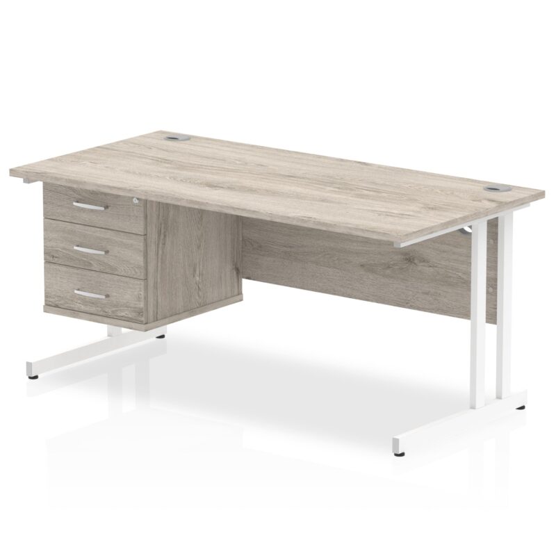 Impulse 1600mm Cantilever Straight Desk With Single Fixed Pedestal - Image 4