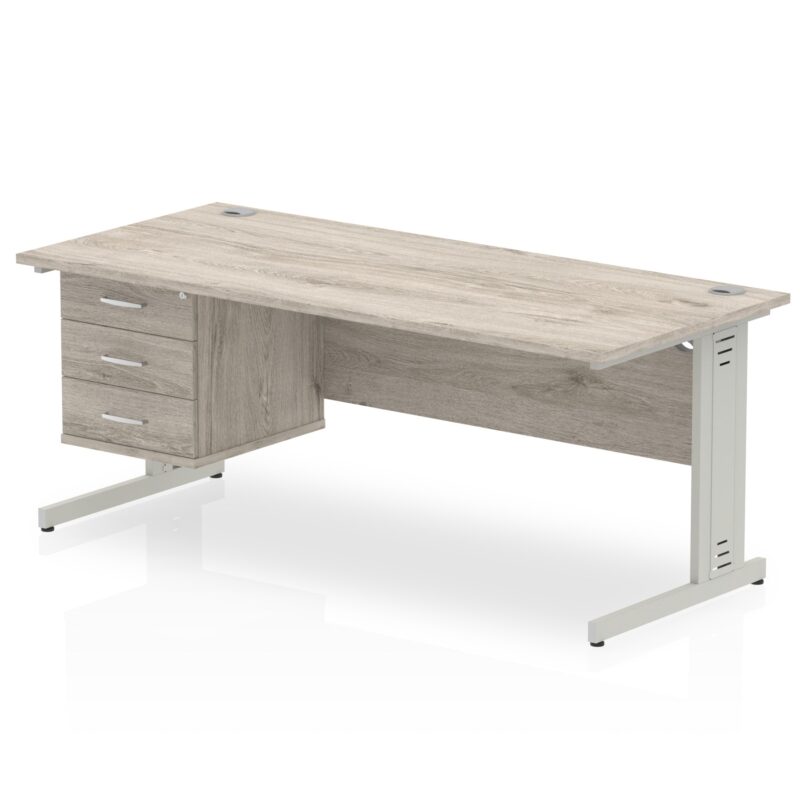 Impulse 1800mm Cable Managed Straight Desk With Single Fixed Pedestal - Image 7