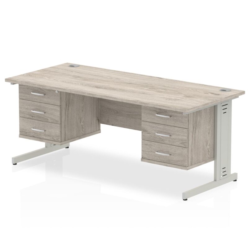 Impulse 1800mm Cable Managed Straight Desk With Two Fixed Pedestal - Image 11
