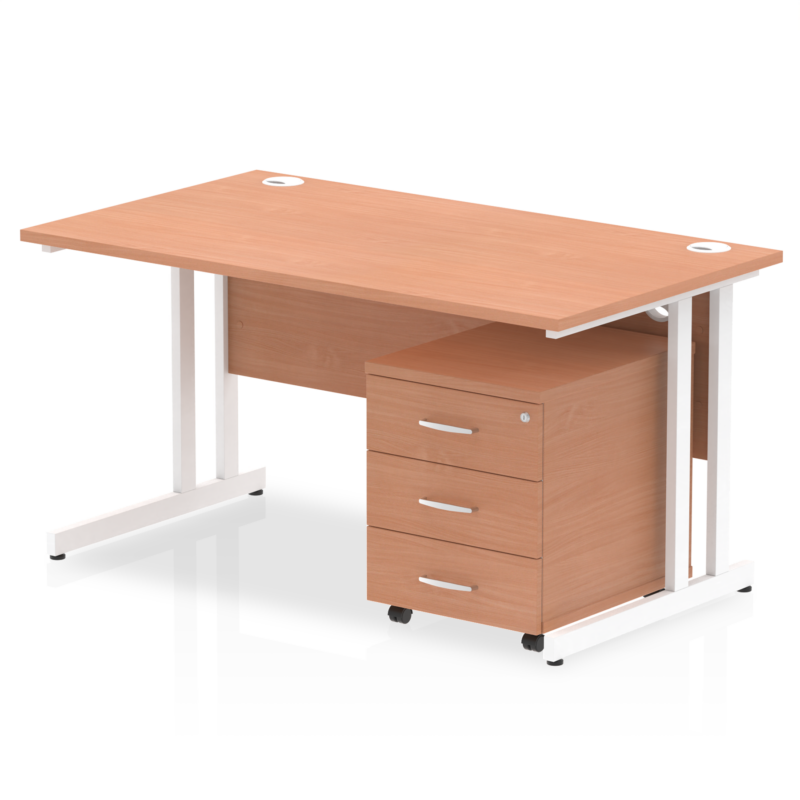 Impulse 1400mm Cantilever Straight Desk With Mobile Pedestal - Image 18