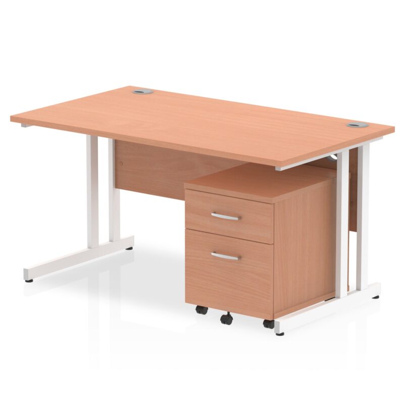 Impulse 1400mm Cantilever Straight Desk With Mobile Pedestal - Image 3