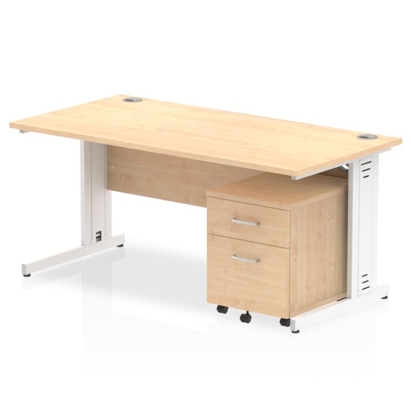 Impulse 1600mm Cable Managed Straight Desk With Mobile Pedestal - Image 7