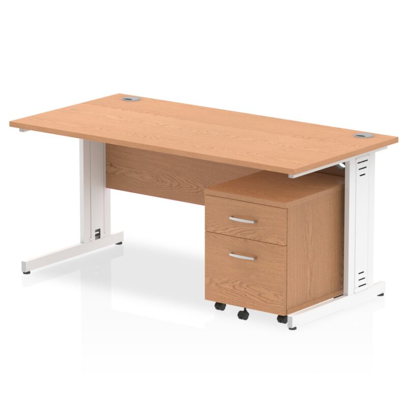 Impulse 1600mm Cable Managed Straight Desk With Mobile Pedestal - Image 6