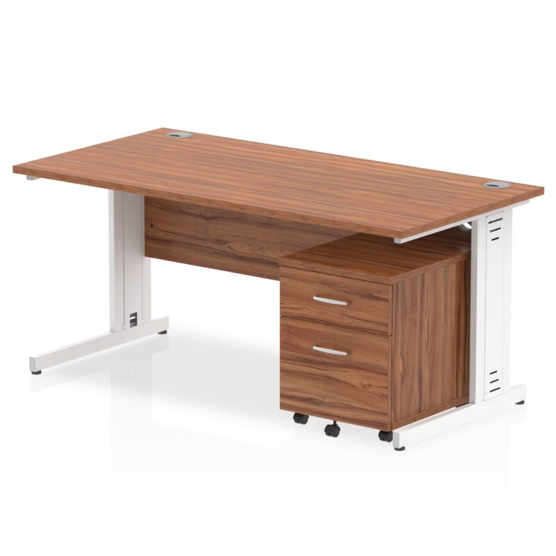 Impulse 1600mm Cable Managed Straight Desk With Mobile Pedestal - Image 8
