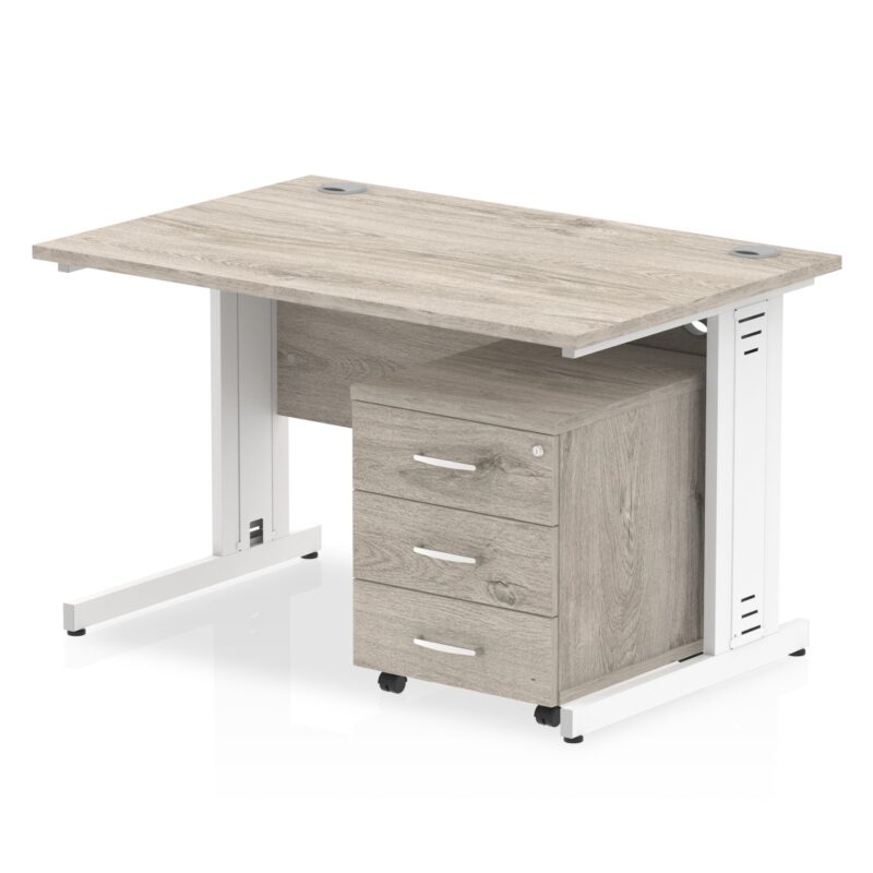 Impulse 1200mm Cable Managed Straight Desk With Mobile Pedestal - Image 22