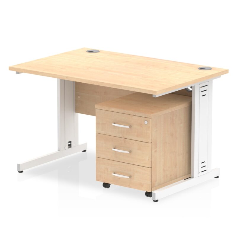 Impulse 1200mm Cable Managed Straight Desk With Mobile Pedestal - Image 25