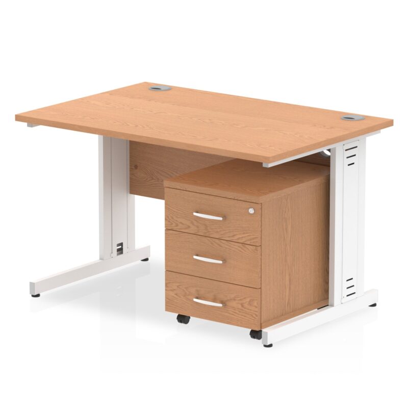 Impulse 1200mm Cable Managed Straight Desk With Mobile Pedestal - Image 28