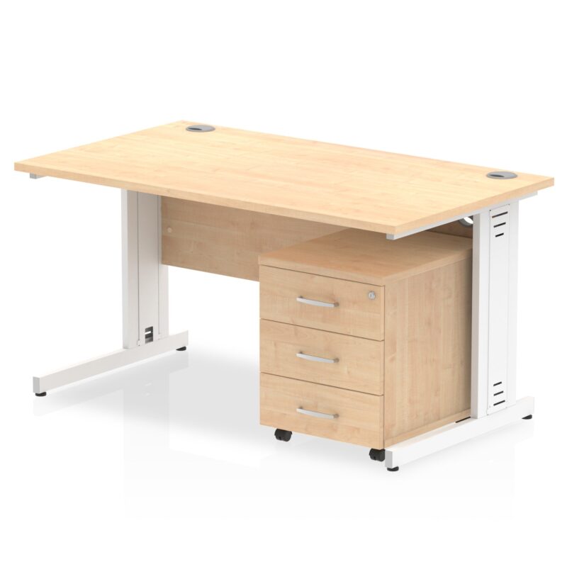 Impulse 1400mm Cable Managed Straight Desk With Mobile Pedestal - Image 6