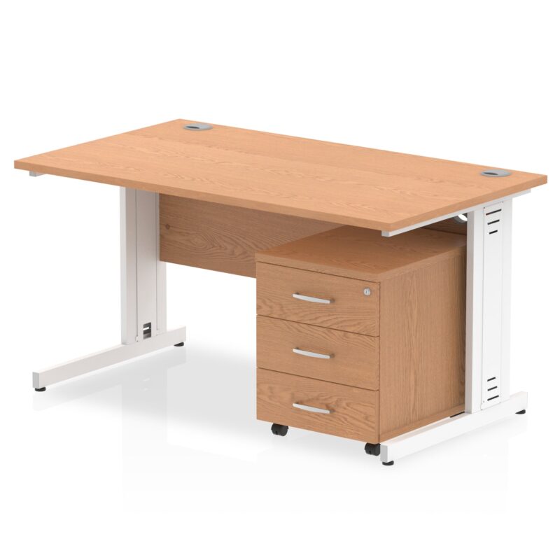 Impulse 1400mm Cable Managed Straight Desk With Mobile Pedestal - Image 7