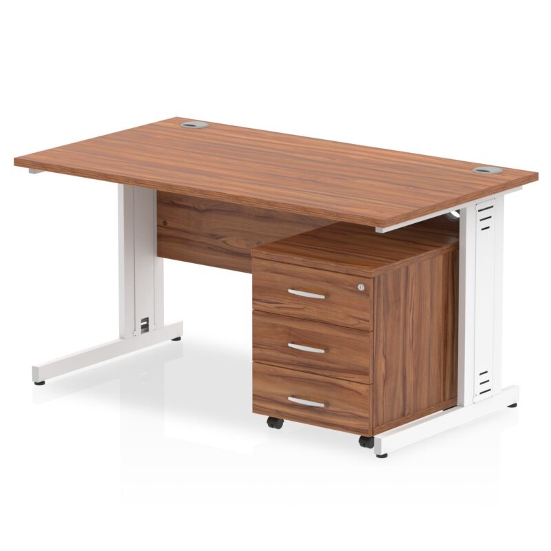 Impulse 1400mm Cable Managed Straight Desk With Mobile Pedestal - Image 8