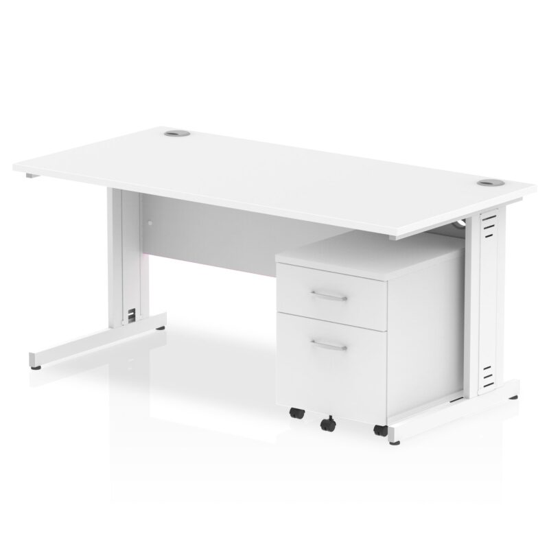 Impulse 1600mm Cable Managed Straight Desk With Mobile Pedestal - Image 9
