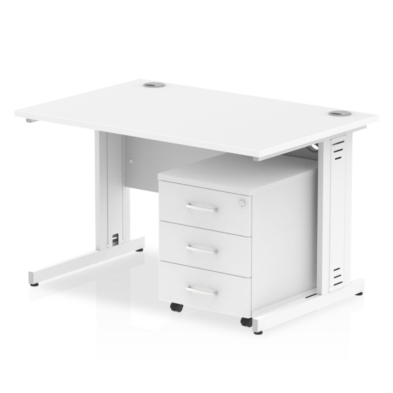 Impulse 1200mm Cable Managed Straight Desk With Mobile Pedestal - Image 34