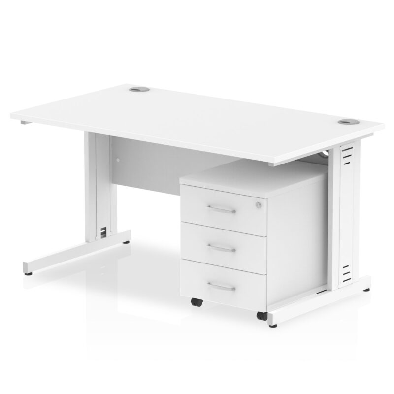Impulse 1400mm Cable Managed Straight Desk With Mobile Pedestal - Image 9