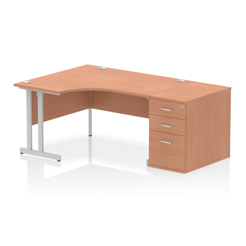 Impulse 1400mm Cantilever Left Crescent Desk Workstation - Image 22