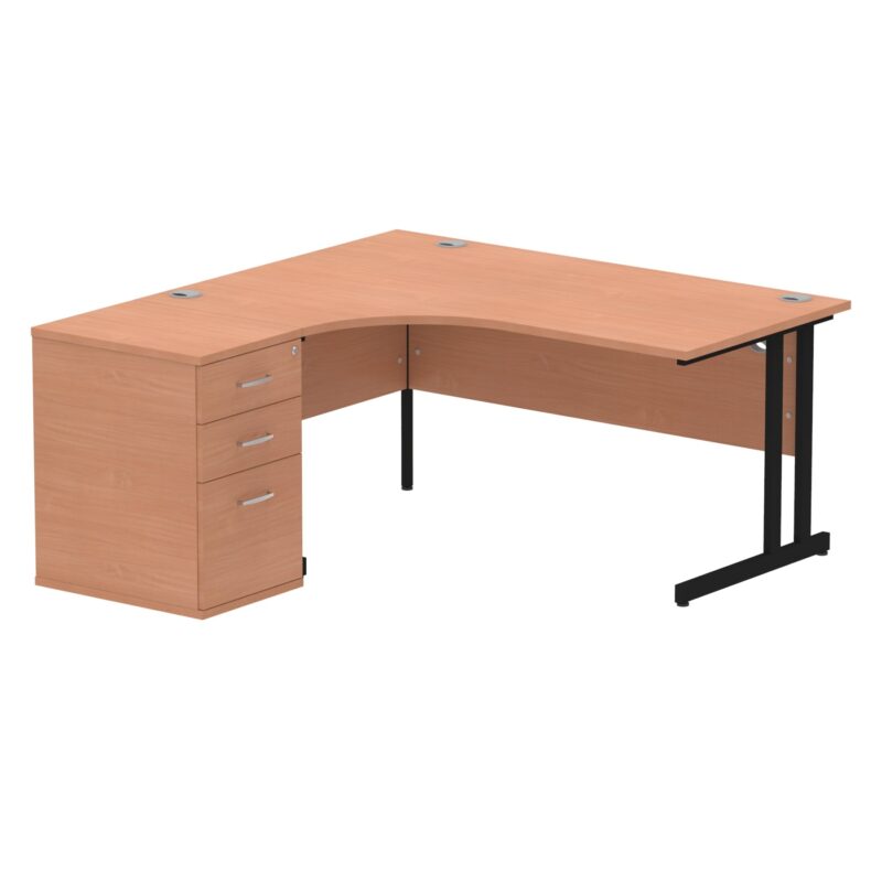 Impulse 1600mm Cantilever Left Crescent Desk Workstation - Image 2