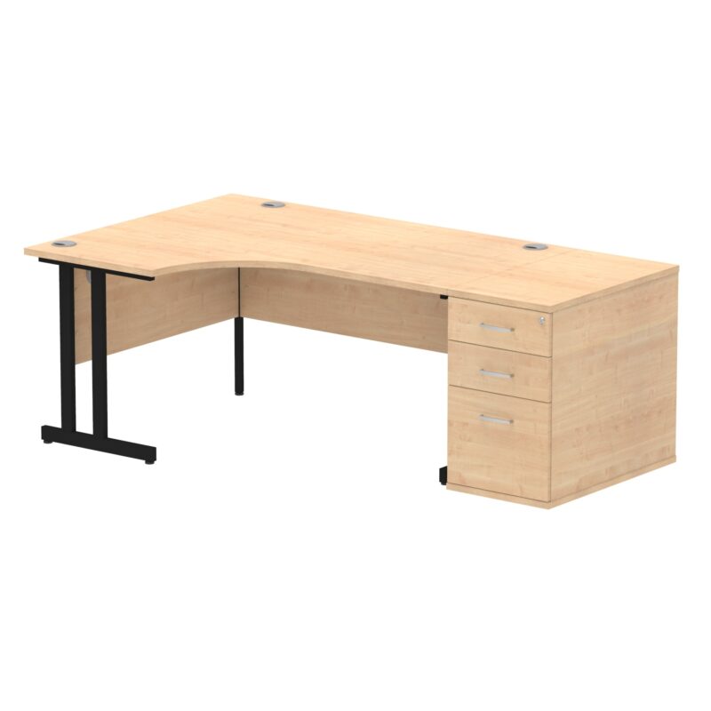 Impulse 1600mm Cantilever Left Crescent Desk Workstation - Image 12
