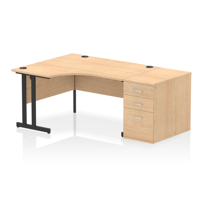 Impulse 1400mm Cantilever Left Crescent Desk Workstation - Image 30