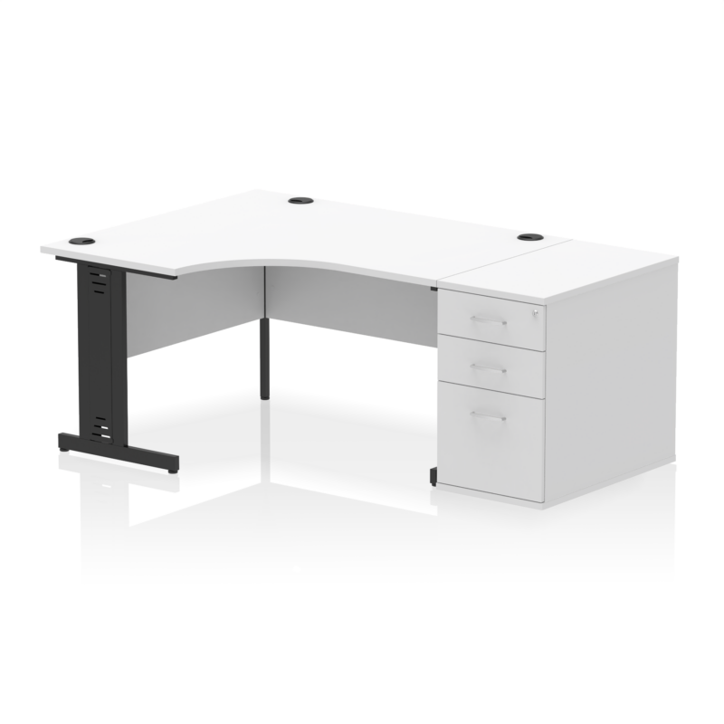 Impulse 1400mm Cable Managed Left Crescent Desk Workstation - Image 33