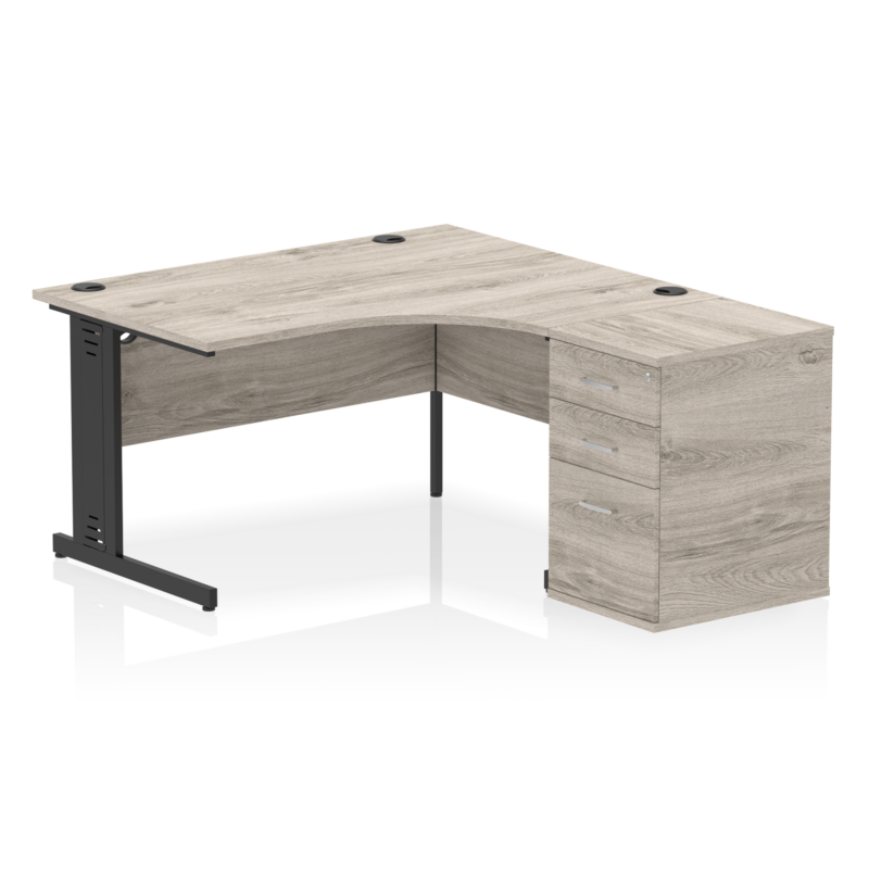 Impulse 1400mm Cable Managed Right Crescent Desk Workstation - Image 2