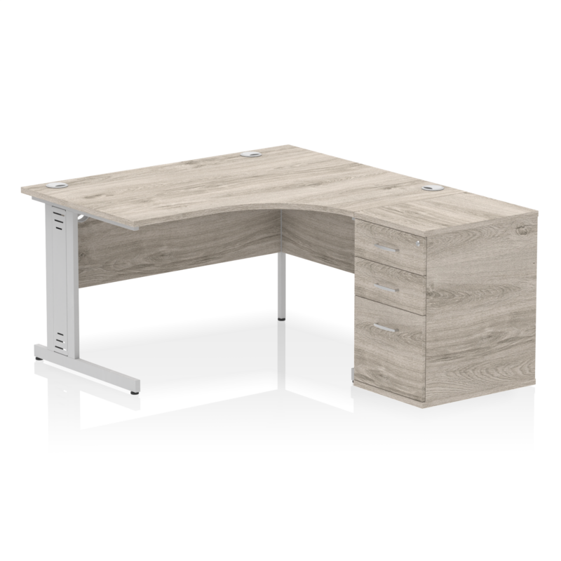 Impulse 1400mm Cable Managed Right Crescent Desk Workstation - Image 7