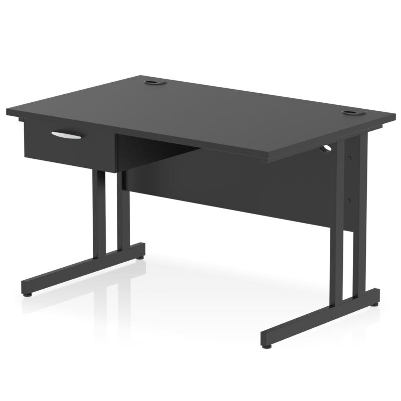 Impulse Cantilever Straight Desk Black Frame With Single One Drawer Fixed Pedestal - Image 28