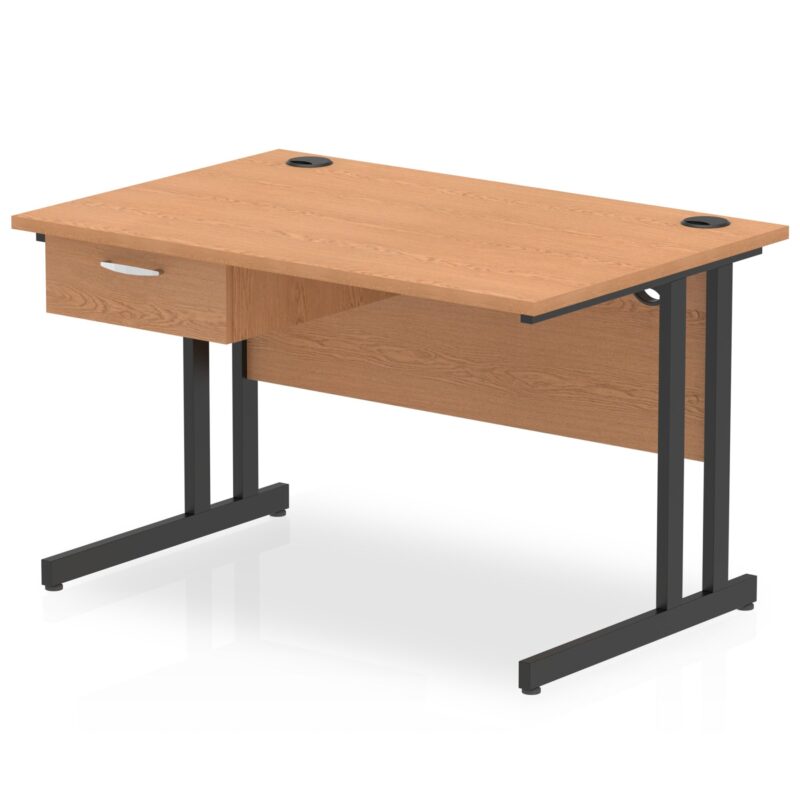 Impulse Cantilever Straight Desk Black Frame With Single One Drawer Fixed Pedestal - Image 4