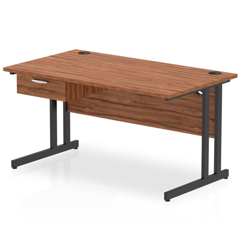 Impulse Cantilever Straight Desk Black Frame With Single One Drawer Fixed Pedestal - Image 13