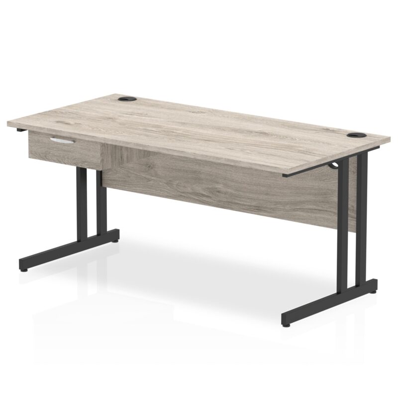 Impulse Cantilever Straight Desk Black Frame With Single One Drawer Fixed Pedestal - Image 16