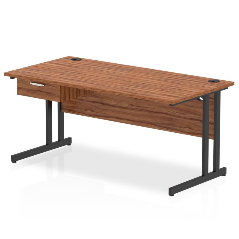Impulse Cantilever Straight Desk Black Frame With Single One Drawer Fixed Pedestal - Image 20