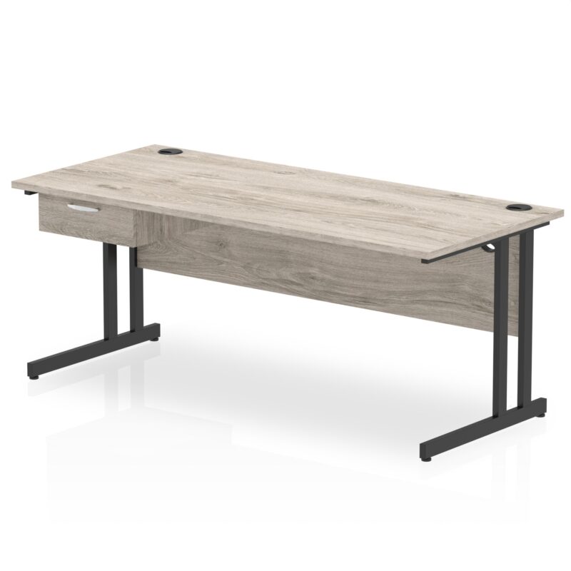 Impulse Cantilever Straight Desk Black Frame With Single One Drawer Fixed Pedestal - Image 23
