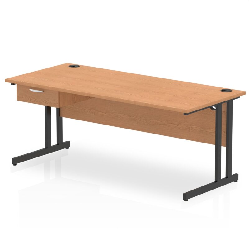 Impulse Cantilever Straight Desk Black Frame With Single One Drawer Fixed Pedestal - Image 25