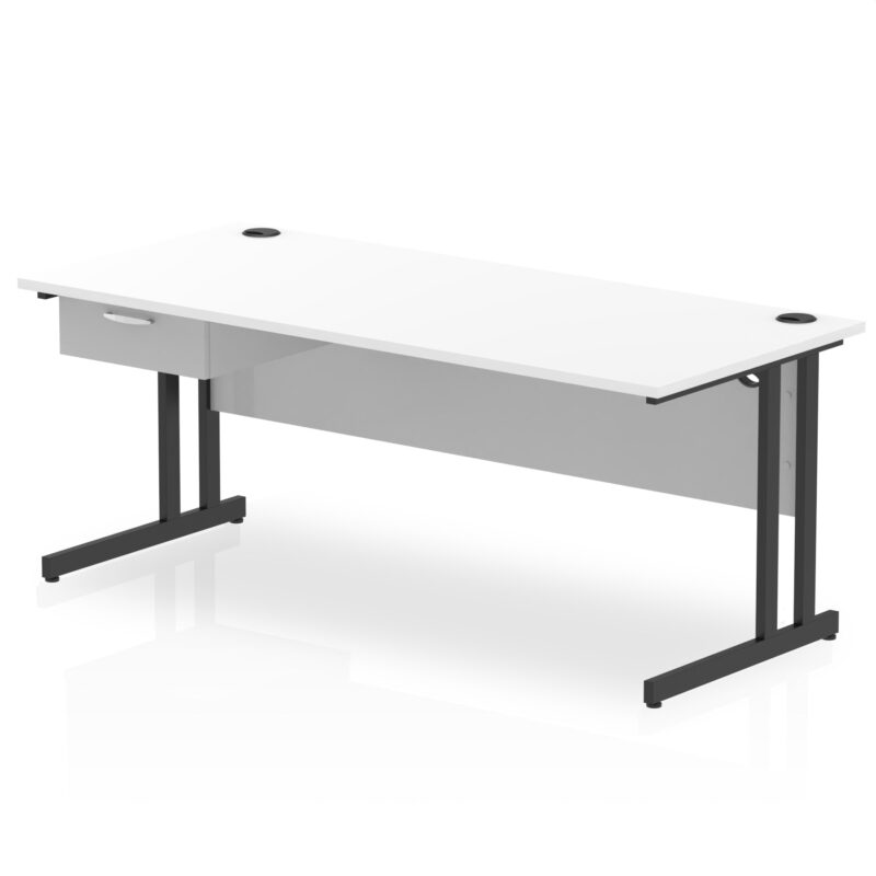 Impulse Cantilever Straight Desk Black Frame With Single One Drawer Fixed Pedestal - Image 26