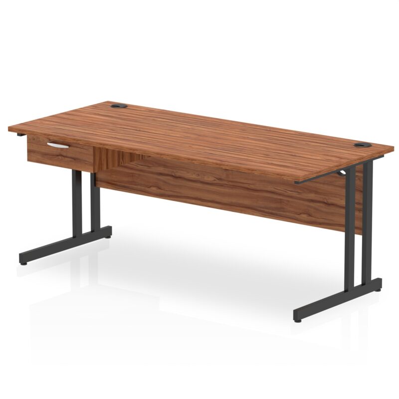 Impulse Cantilever Straight Desk Black Frame With Single One Drawer Fixed Pedestal - Image 27