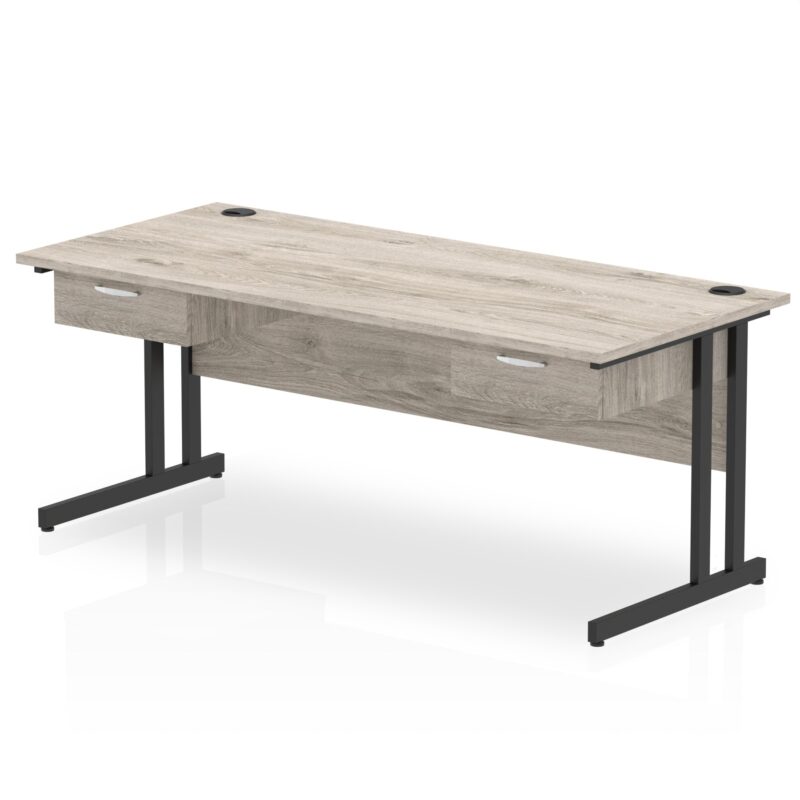Impulse Cantilever Straight Desk Black Frame With Two One Drawer Fixed Pedestals - Image 10