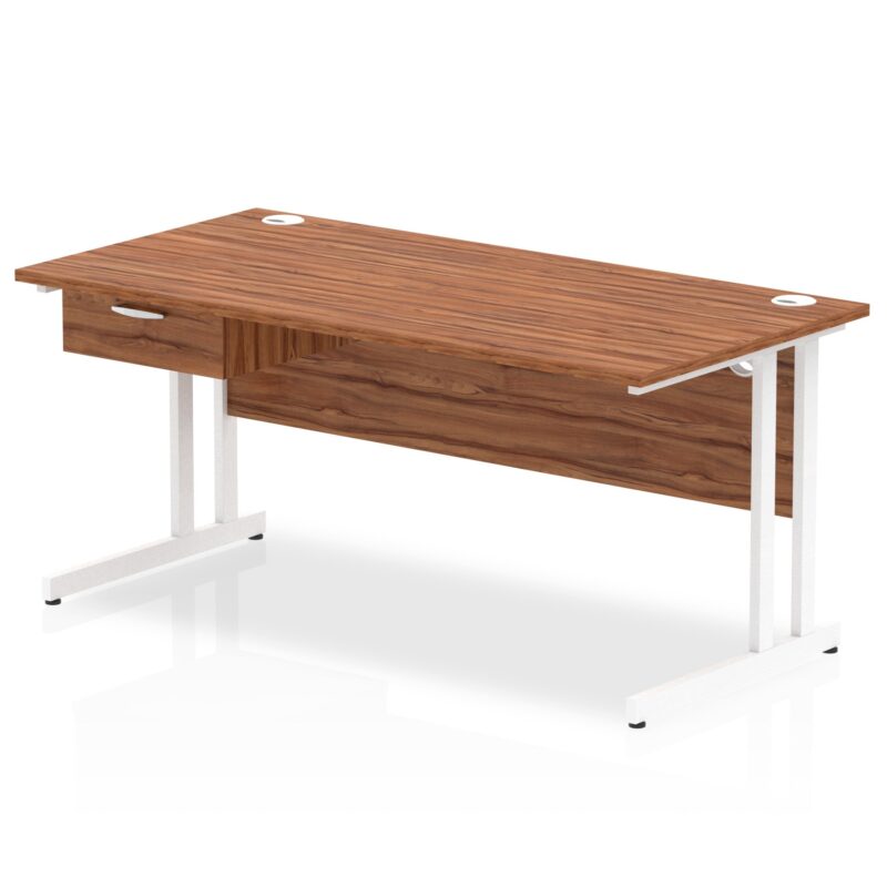 Impulse Cantilever Straight Desk White Frame With Single One Drawer Fixed Pedestal - Image 18