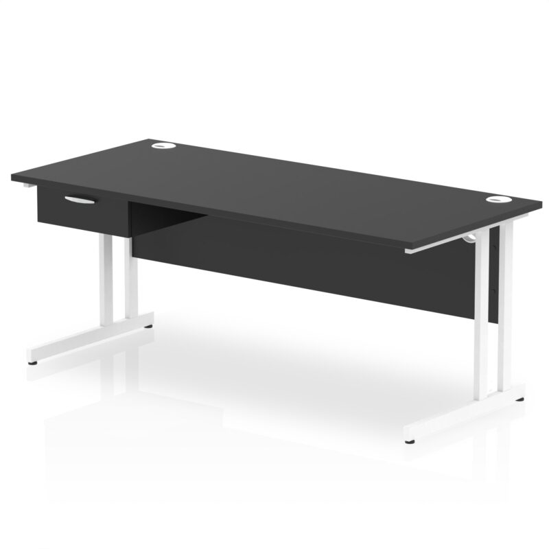 Impulse Cantilever Straight Desk White Frame With Single One Drawer Fixed Pedestal - Image 20