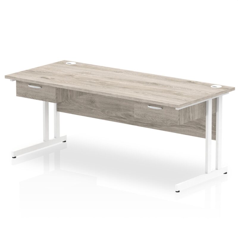 Impulse Cantilever Straight Desk White Frame With Two One Drawer Fixed Pedestals - Image 10