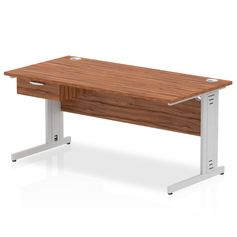 Impulse Cable Managed Straight Desk Silver Frame With Single One Drawer Fixed Pedestal - Image 18