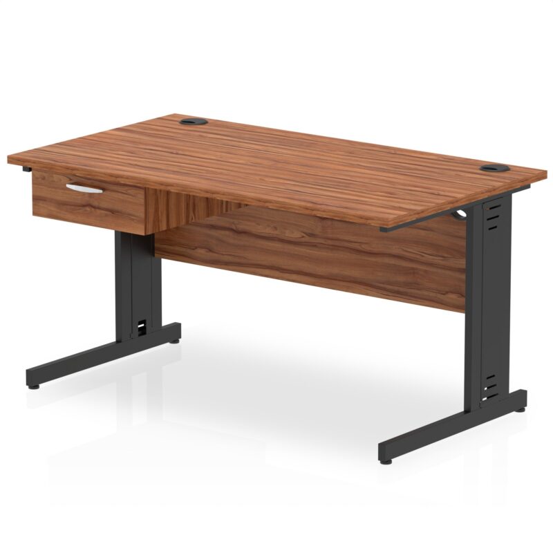 Impulse Cable Managed Straight Desk Black Frame With Single One Drawer Fixed Pedestal - Image 14