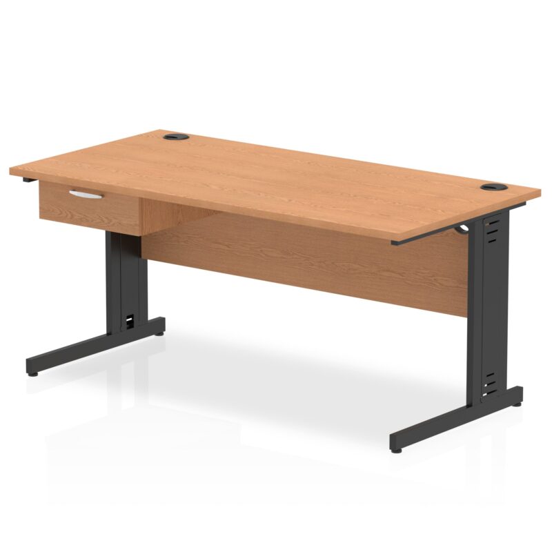 Impulse Cable Managed Straight Desk Black Frame With Single One Drawer Fixed Pedestal - Image 28